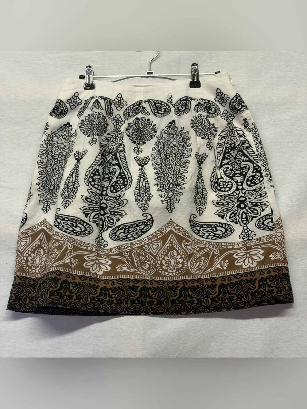 Vintage‎ Banana Republic White Black and Brown Paisley Print Mini Skirt 4